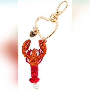 Betsey Johnson Gold and Red Lobster Keychain Handbag Charm NWT